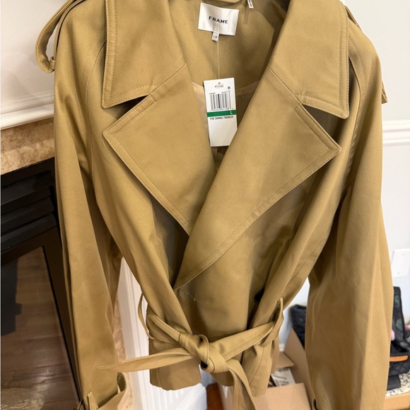 Frame Denim Tan Double-Breasted Trench Coat - Picture 2 of 4